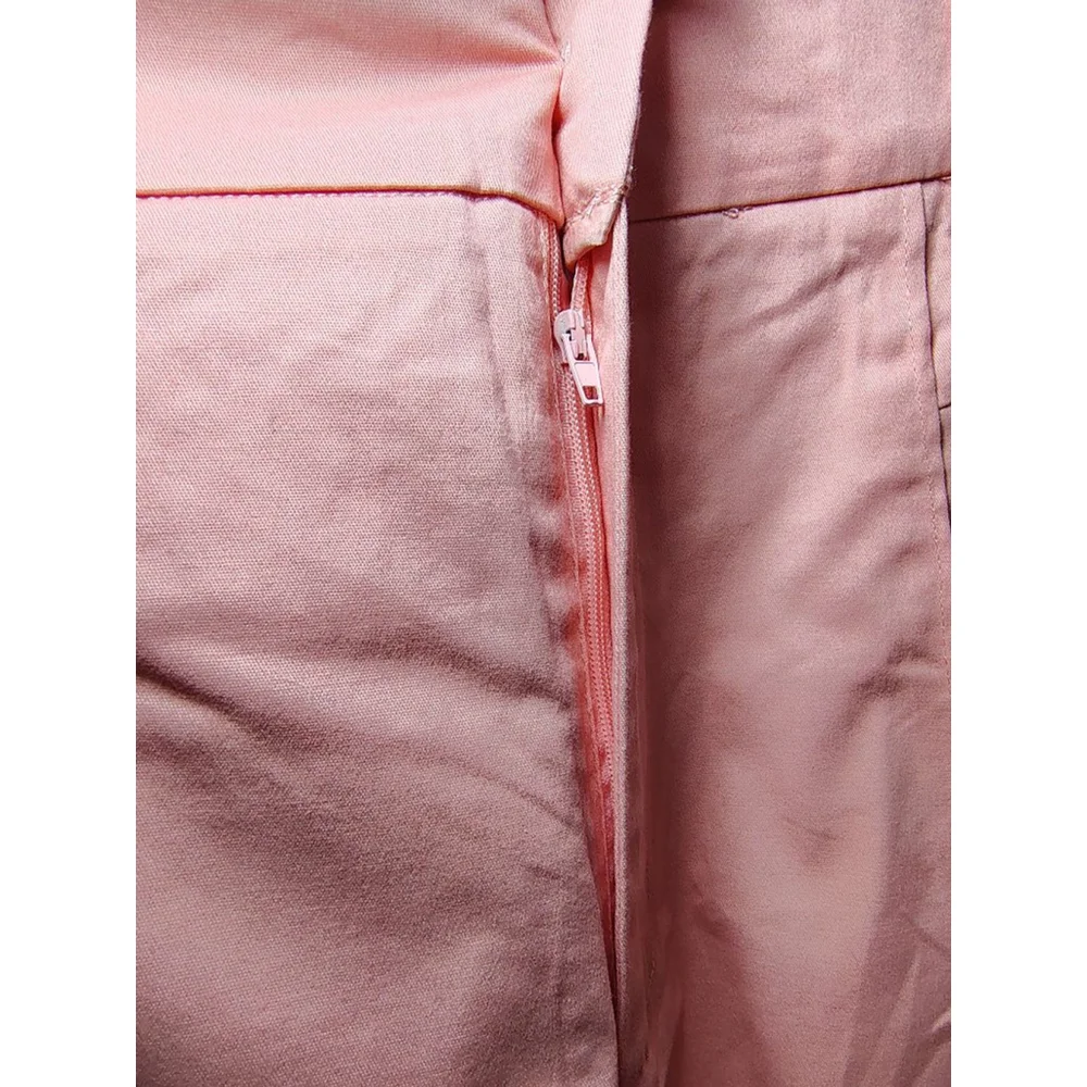 Women's Pink High Rise Trousers | Elastic Back Waist | Cotton Stretch - Picture 6 of 11